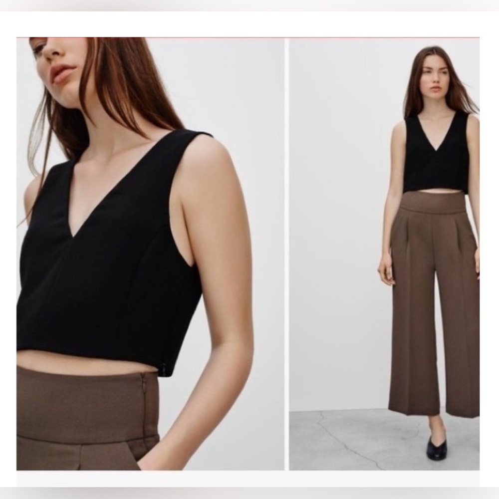 WILFRED Aritizia Dauphine V-Neck Zipper Cropped Top